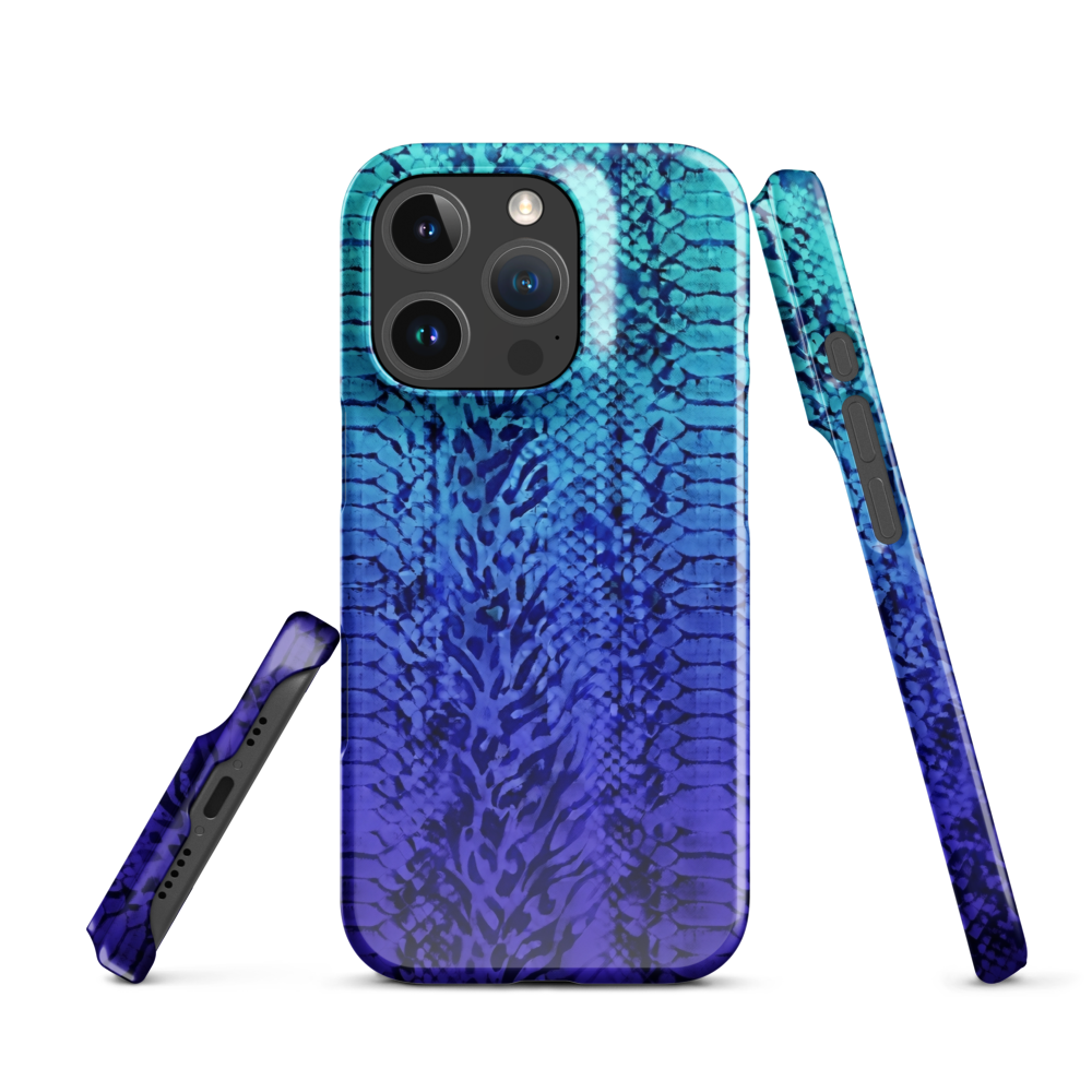 Vibrant Blue Snake Skin & Leopard Print Snap Case for iPhone