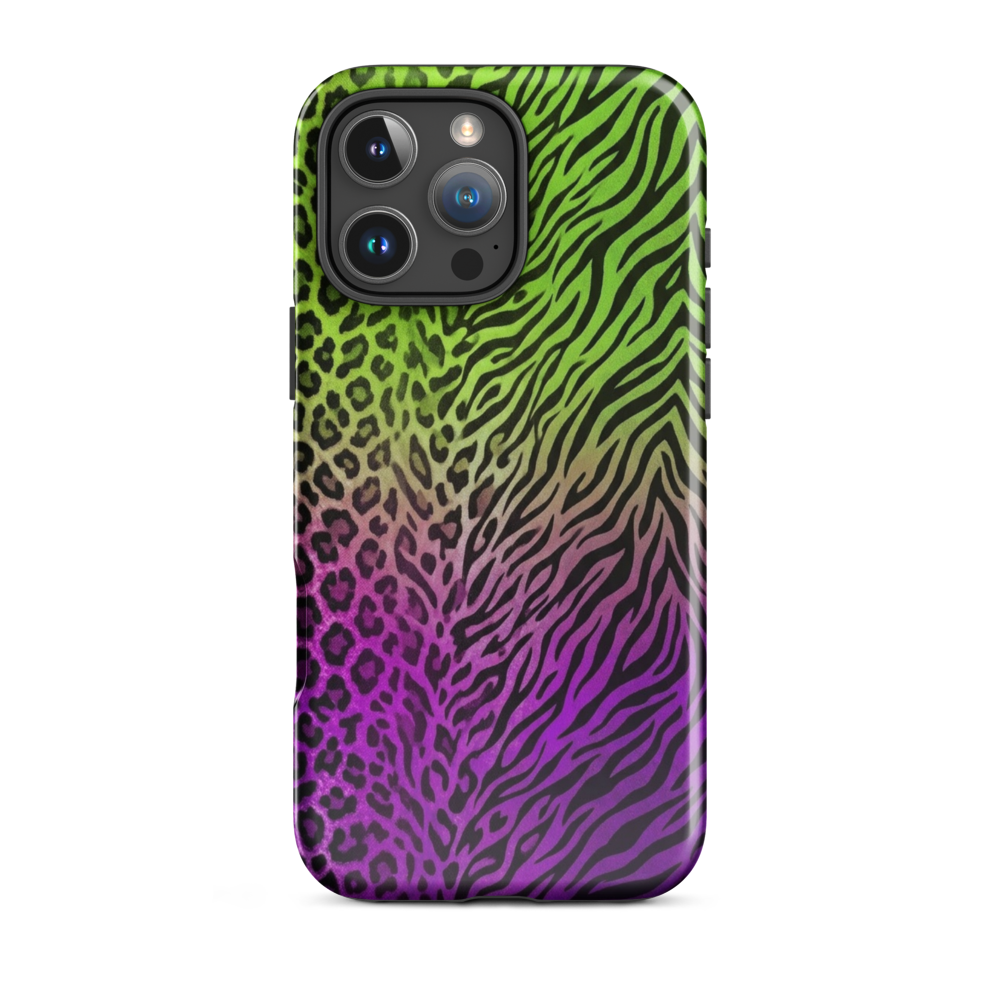 Neon Green & Purple Zebra & Leopard Print Tough Case for iPhone®