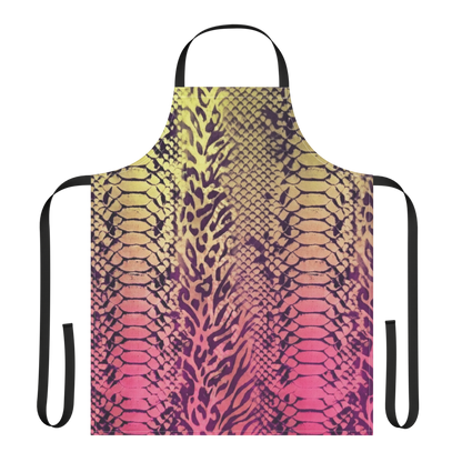 Yellow & Pink Snake Skin & Leopard Print Strap Apron