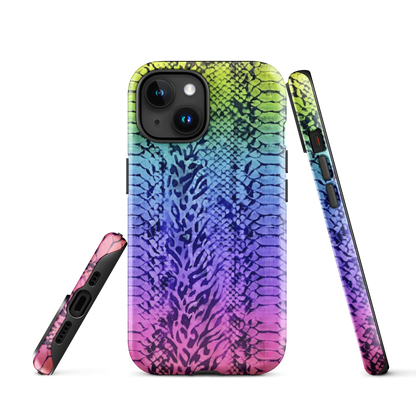 Neon Rainbow Snake Skin & Leopard Print Tough Case for iPhone®