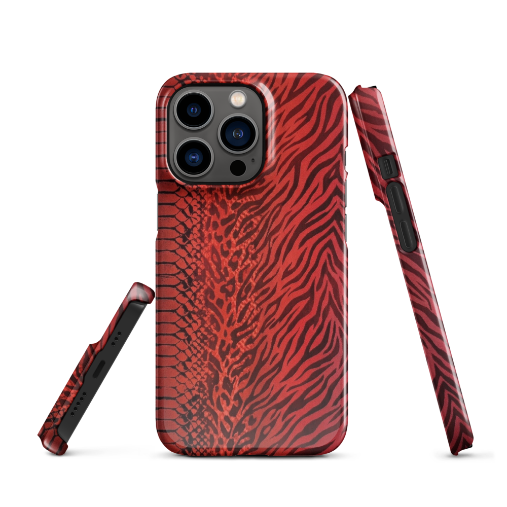 Red Zebra Snake & Leopard Print Snap Case for iPhone