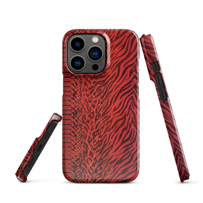 Red Zebra Snake & Leopard Print Snap Case for iPhone