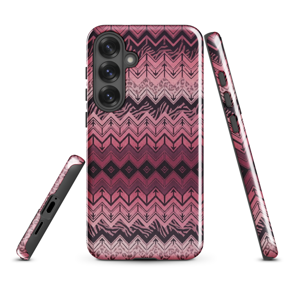 Pink Chevron Pattern Leopard & Zebra Print Tough Case for Samsung
