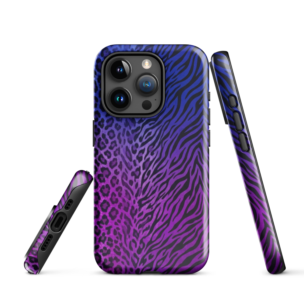 Purple to Blue Zebra & Leopard Print Tough Case for iPhone®