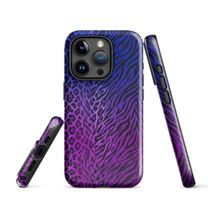 Purple to Blue Zebra & Leopard Print Tough Case for iPhone®