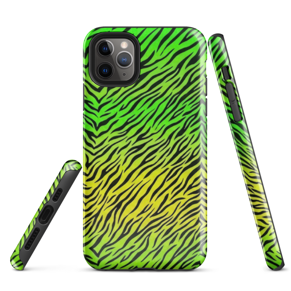 Green & Yellow  Zebra Print Tough Case for iPhone®