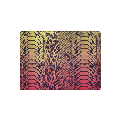 Yellow & Pink Snake Skin & Leopard Print Glass Cutting Board