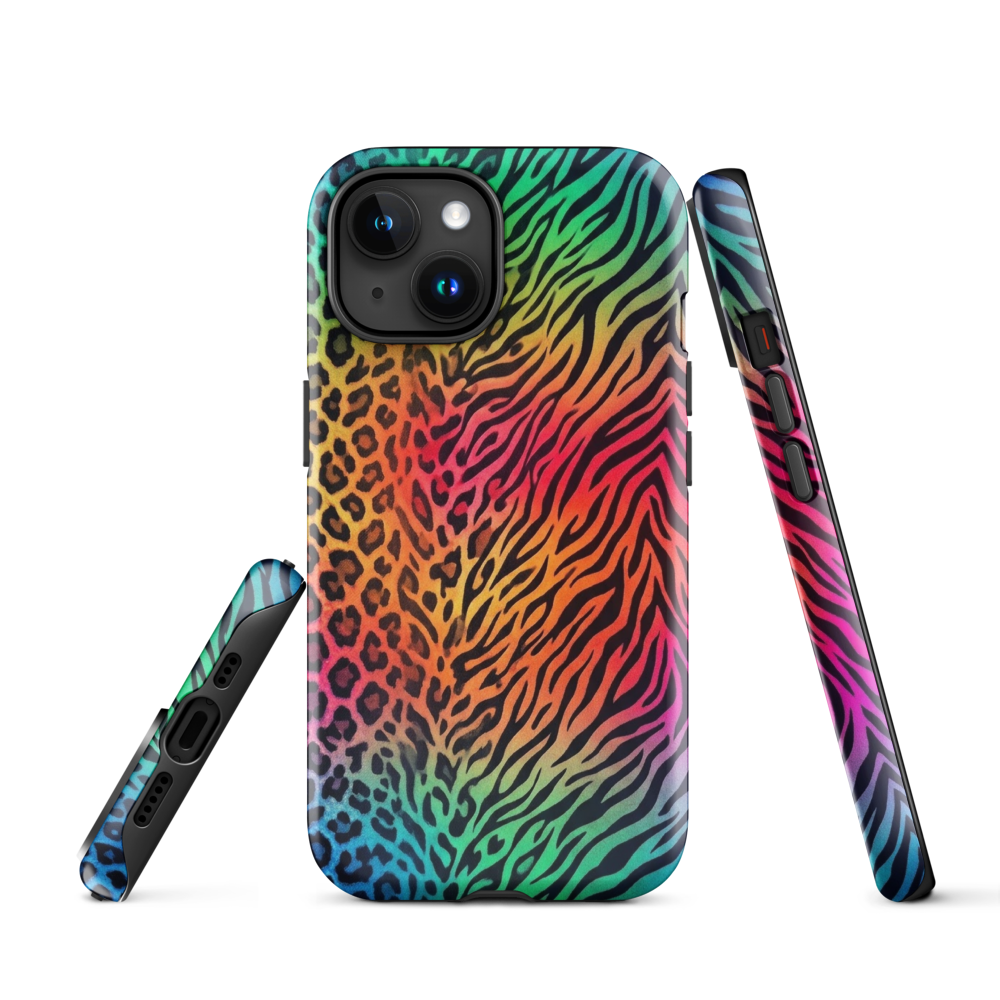 Vibrant Rainbow Zebra & Leopard Print Tough Case for iPhone®