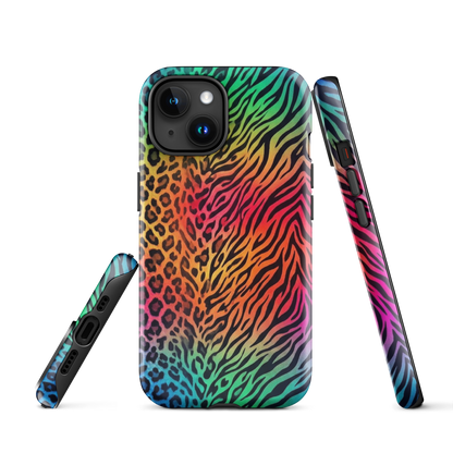 Vibrant Rainbow Zebra & Leopard Print Tough Case for iPhone®