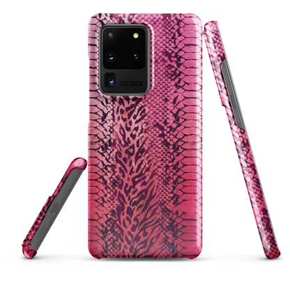 Neon Pink Snake Skin & Leopard Print Snap Case for Samsung