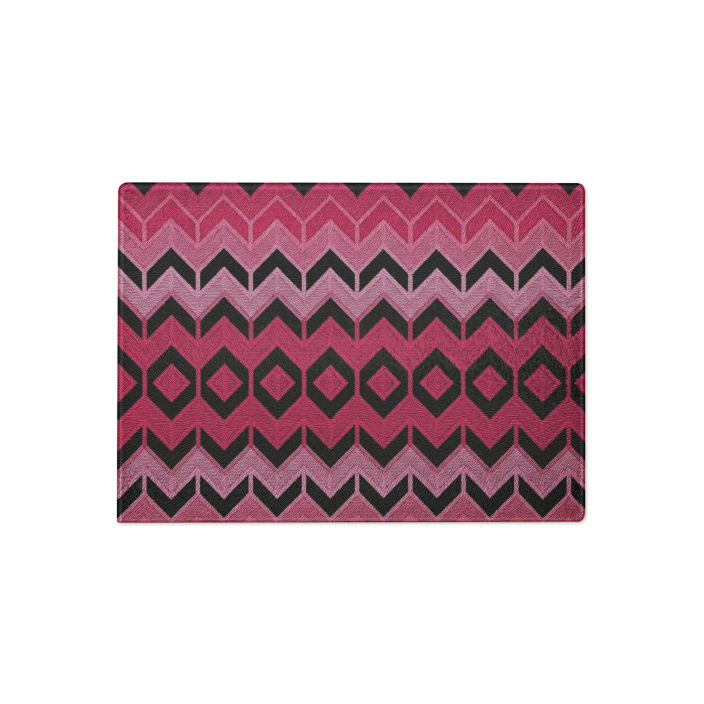 Classic Pink Chevron Pattern Glass Cutting & Charcuterie Board