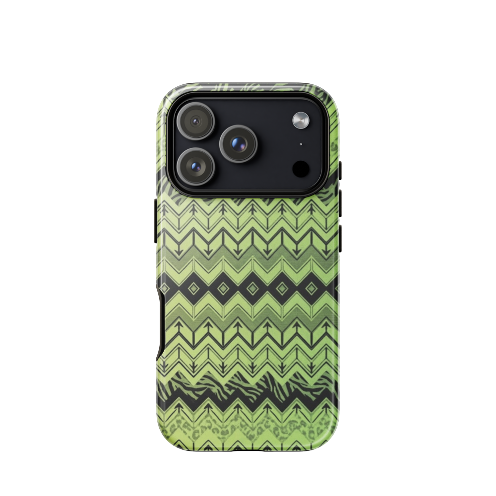 Lime Green Chevron Zebra & Leopard Print Tough Case for iPhone®