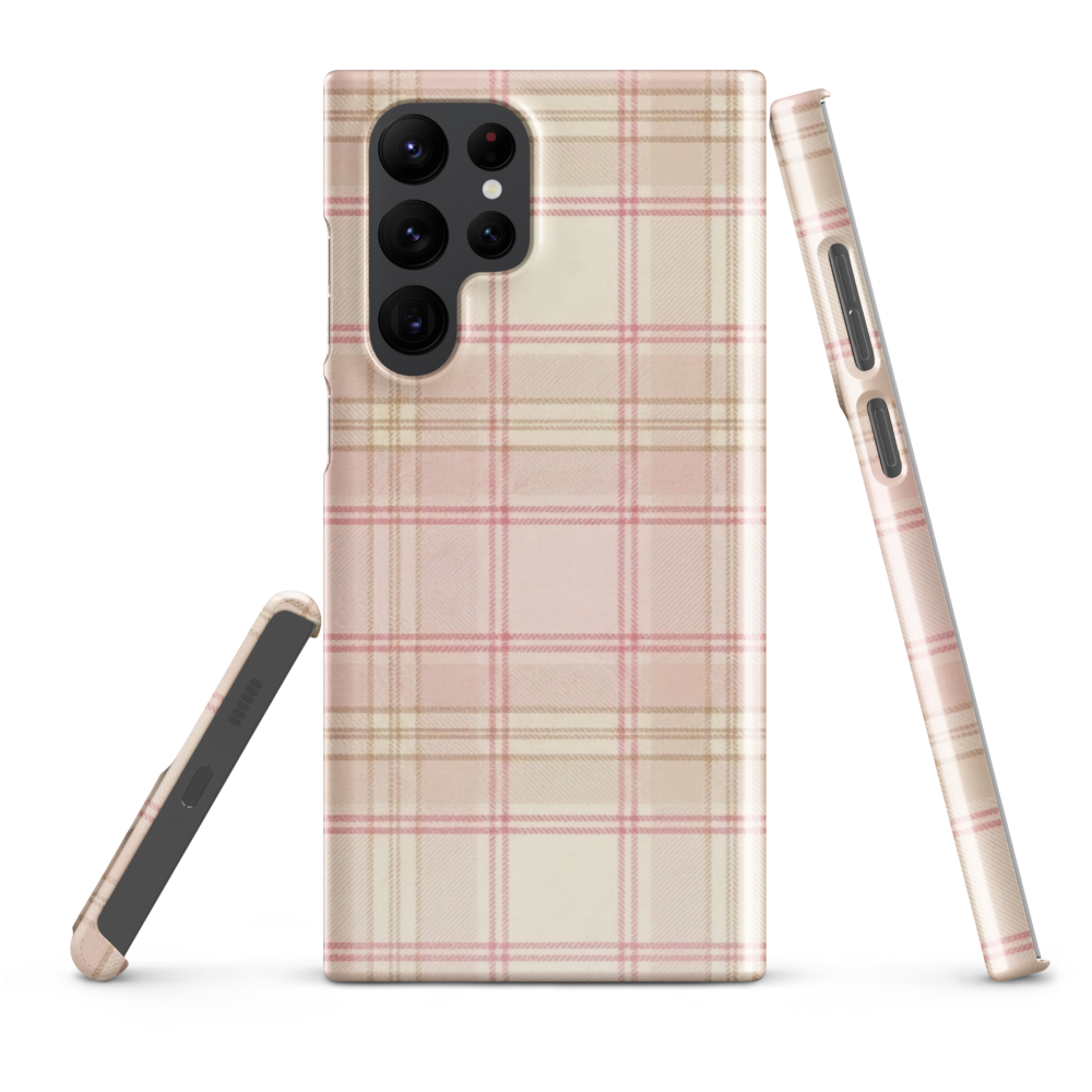 Pink & Cream Plaid Coquette Print Snap Case for Samsung