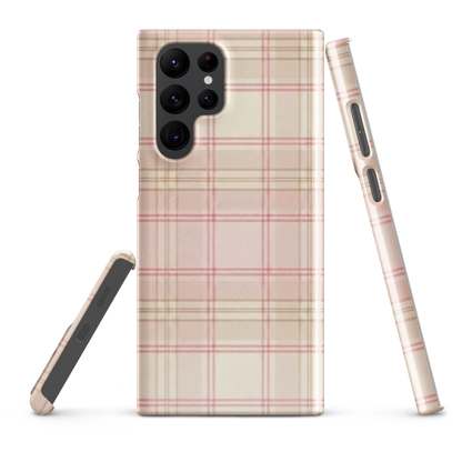 Pink & Cream Plaid Coquette Print Snap Case for Samsung