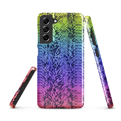 Vibrant Rainbow Snake Skin & Leopard Print Snap Case for Samsung