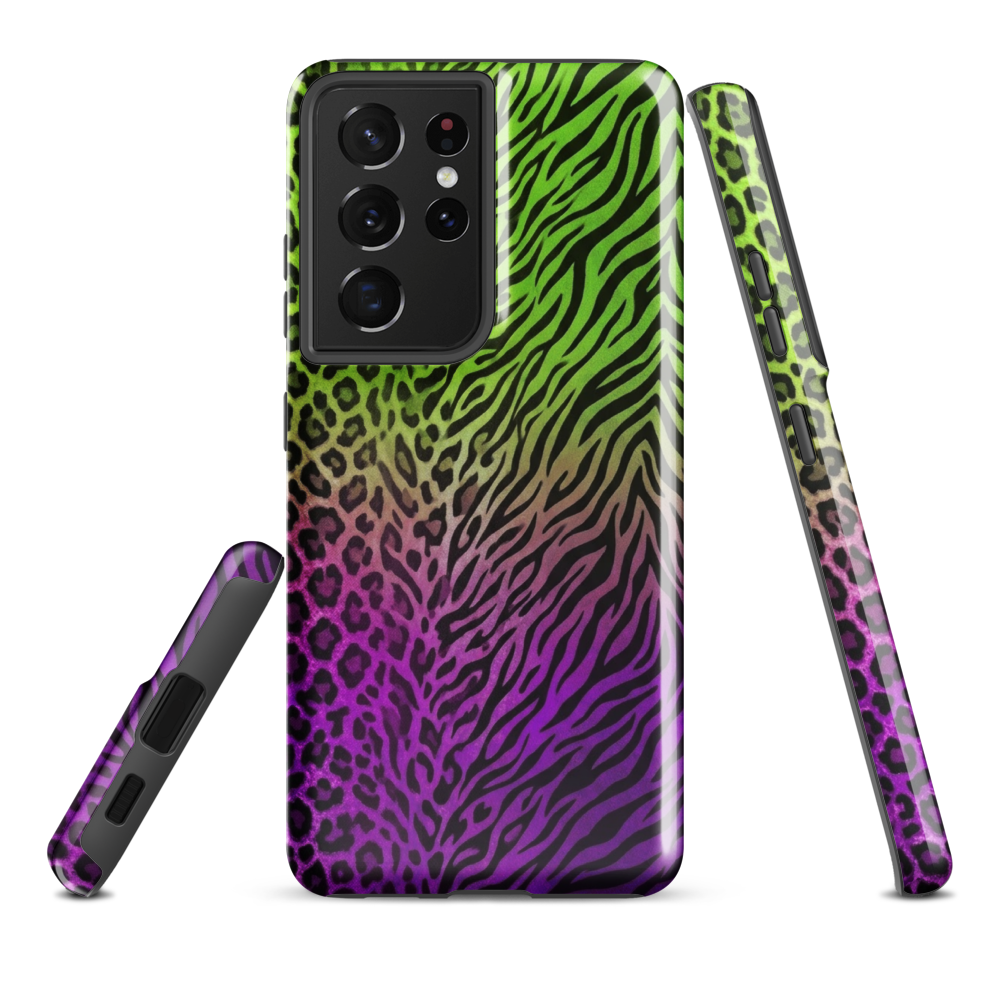 Neon Green & Purple Zebra & Leopard Print Tough Case for Samsung