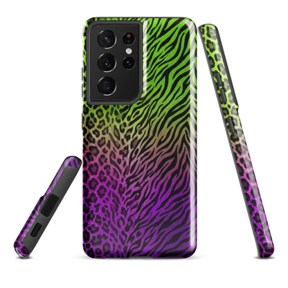 Neon Green & Purple Zebra & Leopard Print Tough Case for Samsung