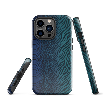 Blue & Teal Snake Skin Zebra & Leopard Print Tough Case for iPhone®