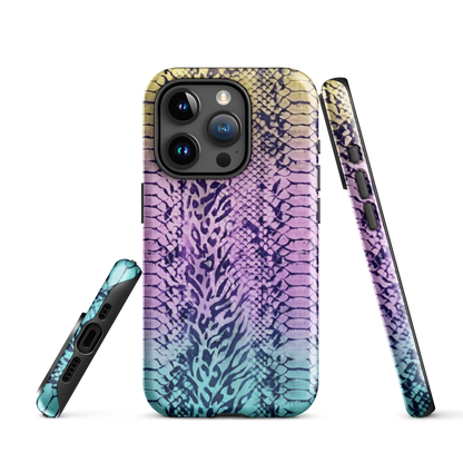 Faded Rainbow Snake Skin Zebra & Leopard Print Tough Case for iPhone®