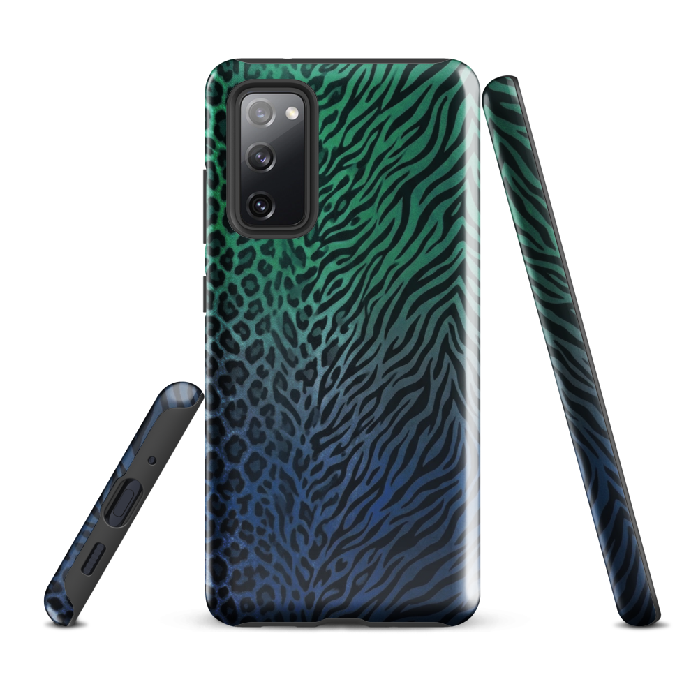 Blue to Teal Zebra & Leopard Print Tough Case for Samsung