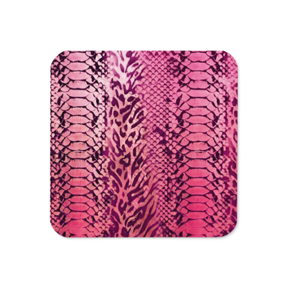 Pink Snake Skin & Leopard Print Cork-Back Coaster
