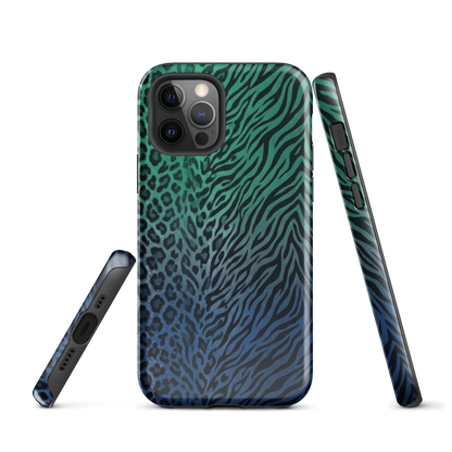 Blue to Teal Zebra & Leopard Print  Tough Case for iPhone®