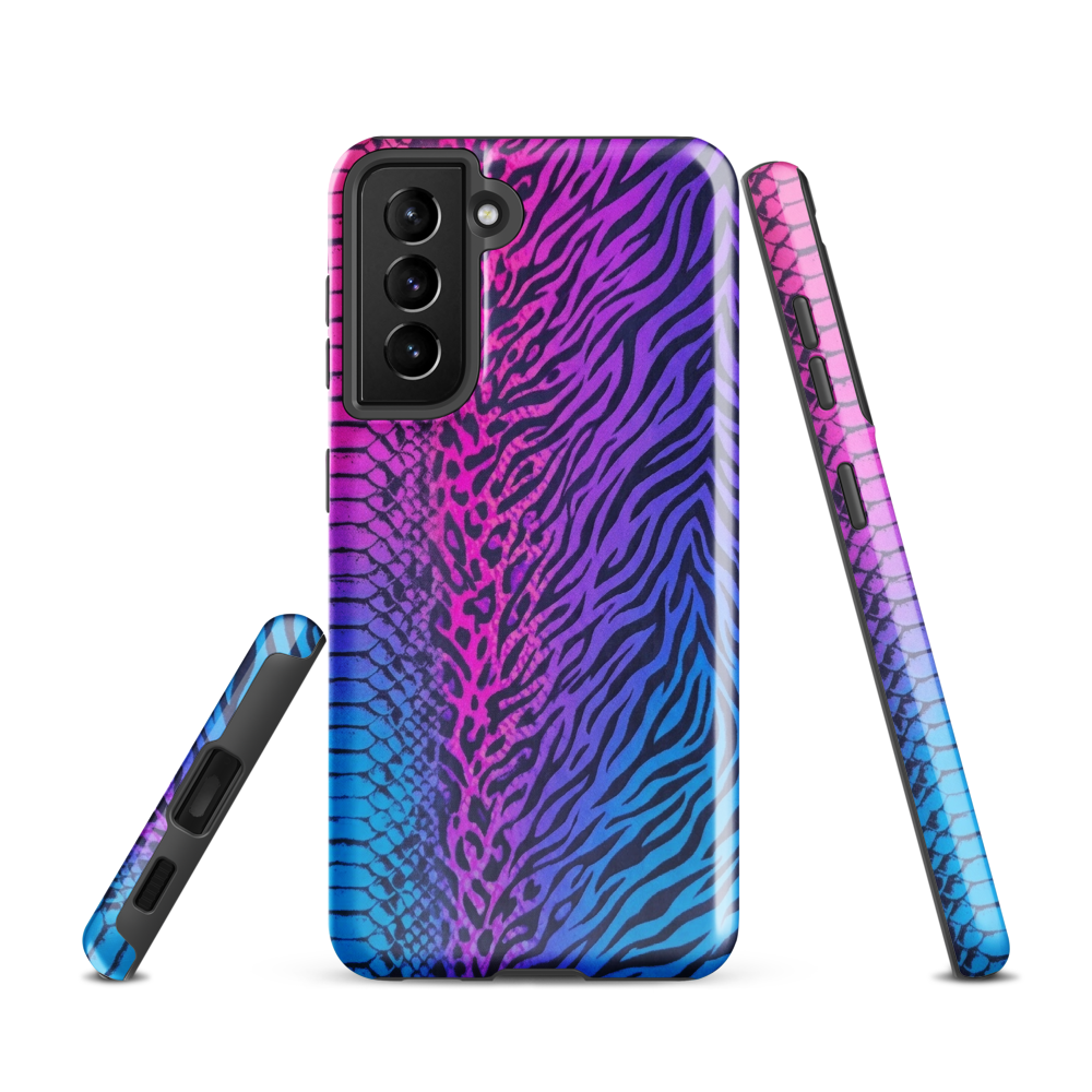 Hot Pink & Blue Snake Skin Zebra & Leopard Print Tough Case for Samsung