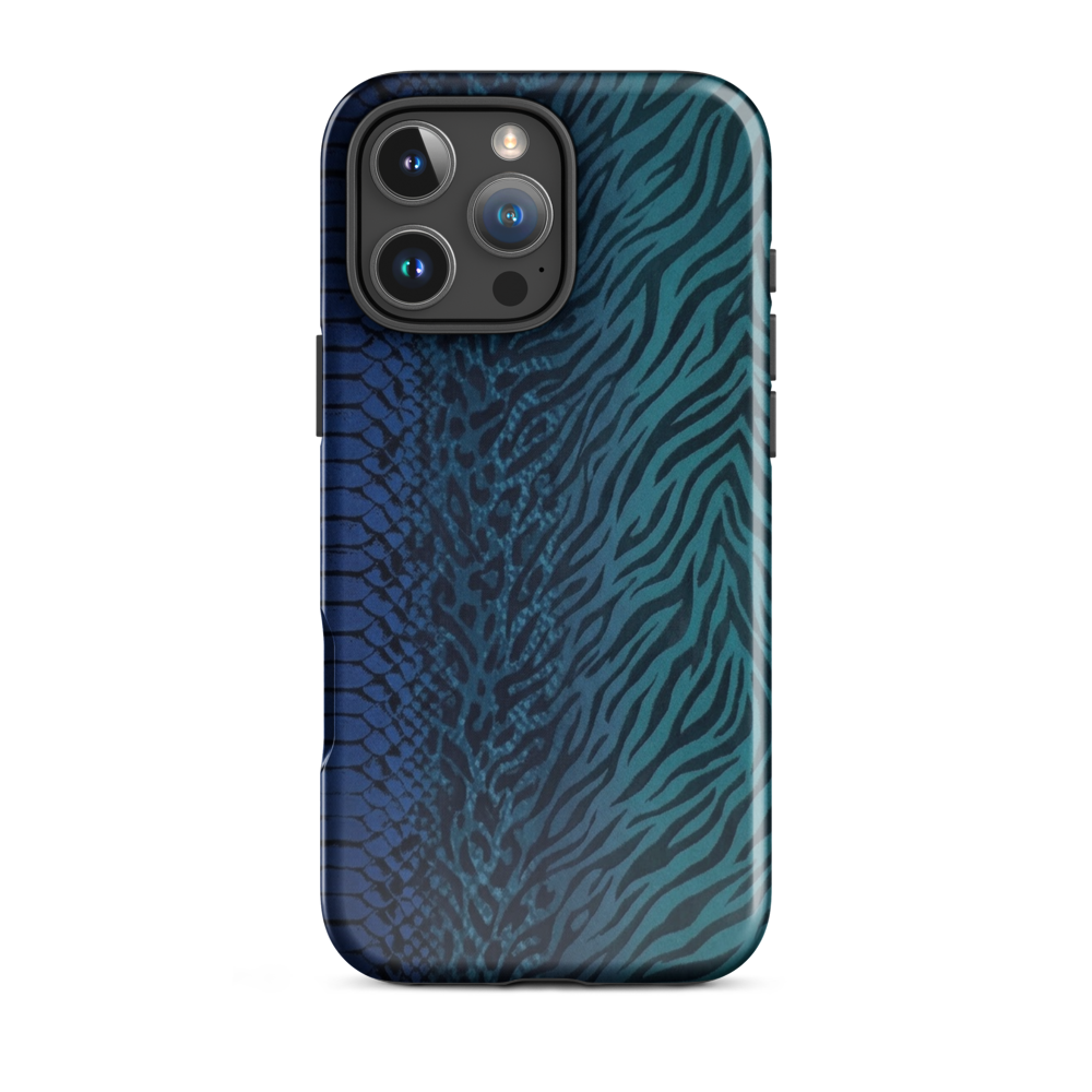 Blue & Teal Snake Skin Zebra & Leopard Print Tough Case for iPhone®