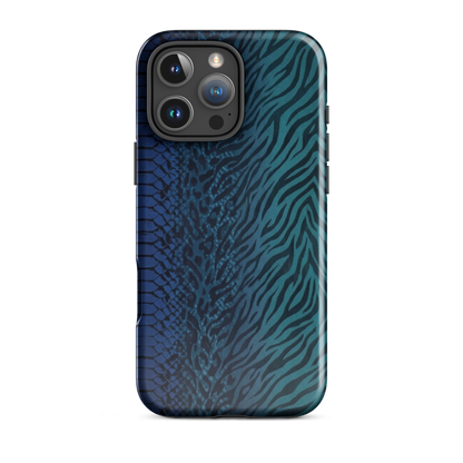 Blue & Teal Snake Skin Zebra & Leopard Print Tough Case for iPhone®