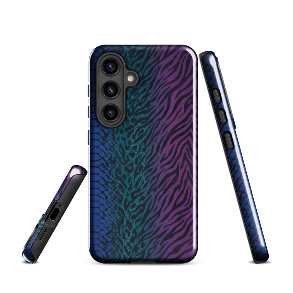 Blue to Purple Dark Snake Zebra & Leopard Print Tough Case for Samsung