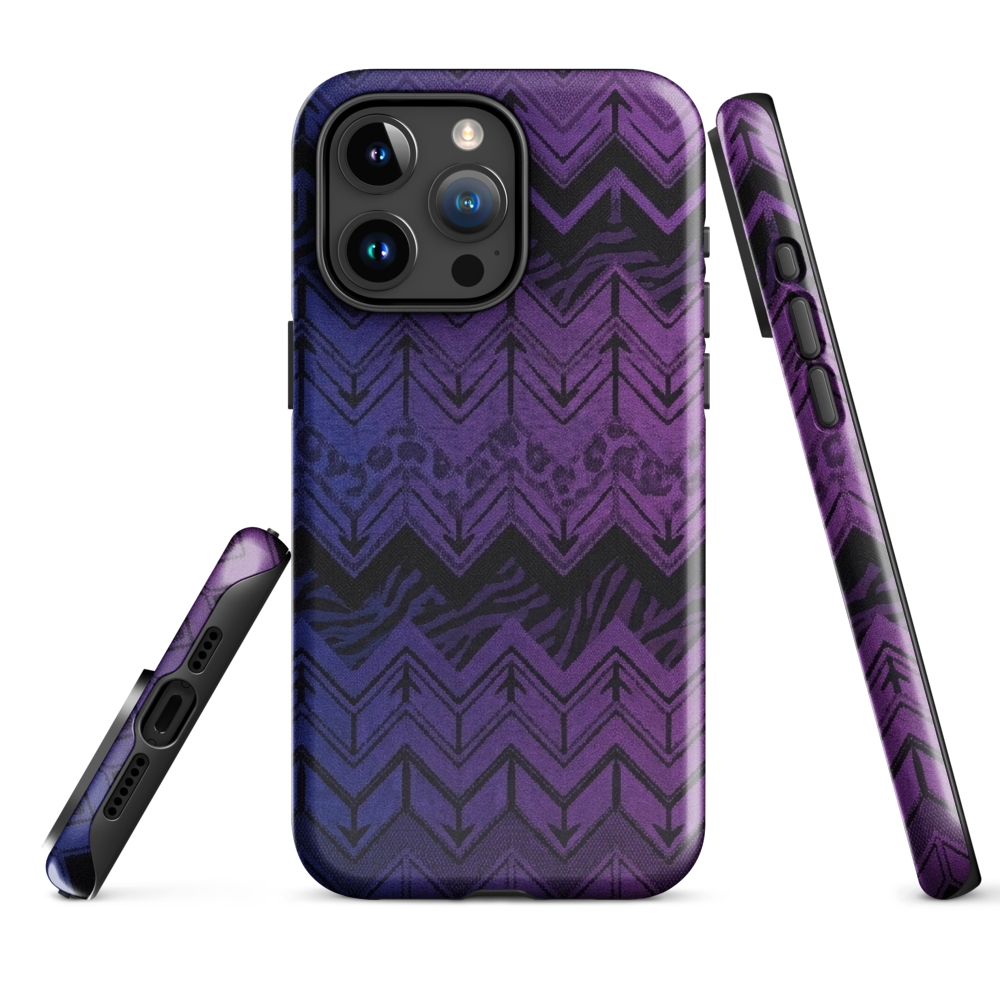 Purple to Blue Chevron Zebra & Leopard Print Tough Case for iPhone®