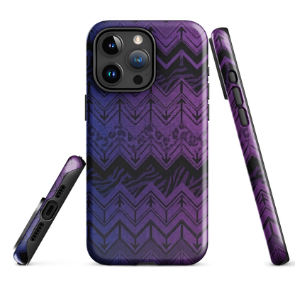 Purple to Blue Chevron Zebra & Leopard Print Tough Case for iPhone®