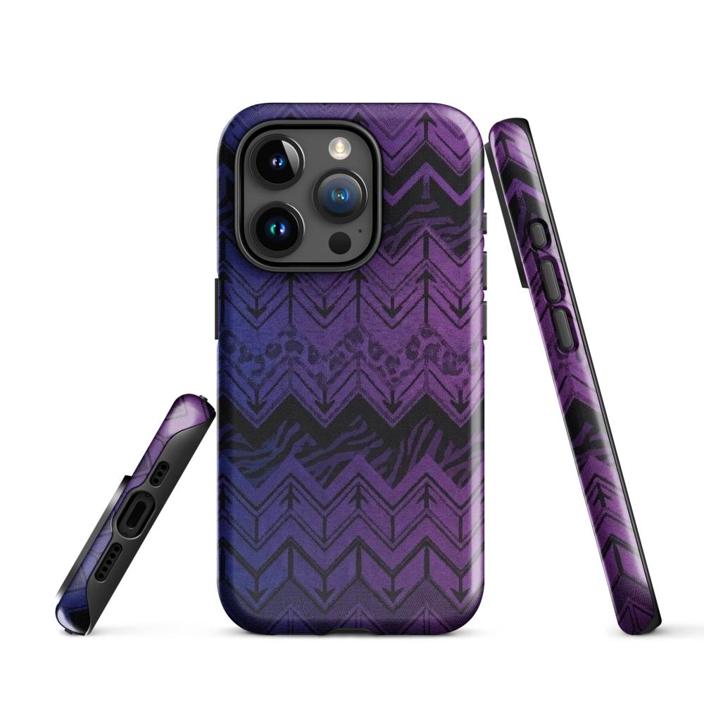 Purple to Blue Chevron Zebra & Leopard Print Tough Case for iPhone®
