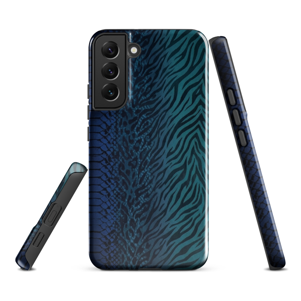 Blue & Teal Snake Skin Zebra & Leopard Print Tough Case for Samsung