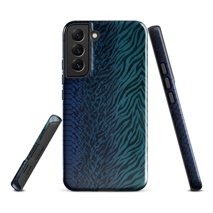 Blue & Teal Snake Skin Zebra & Leopard Print Tough Case for Samsung