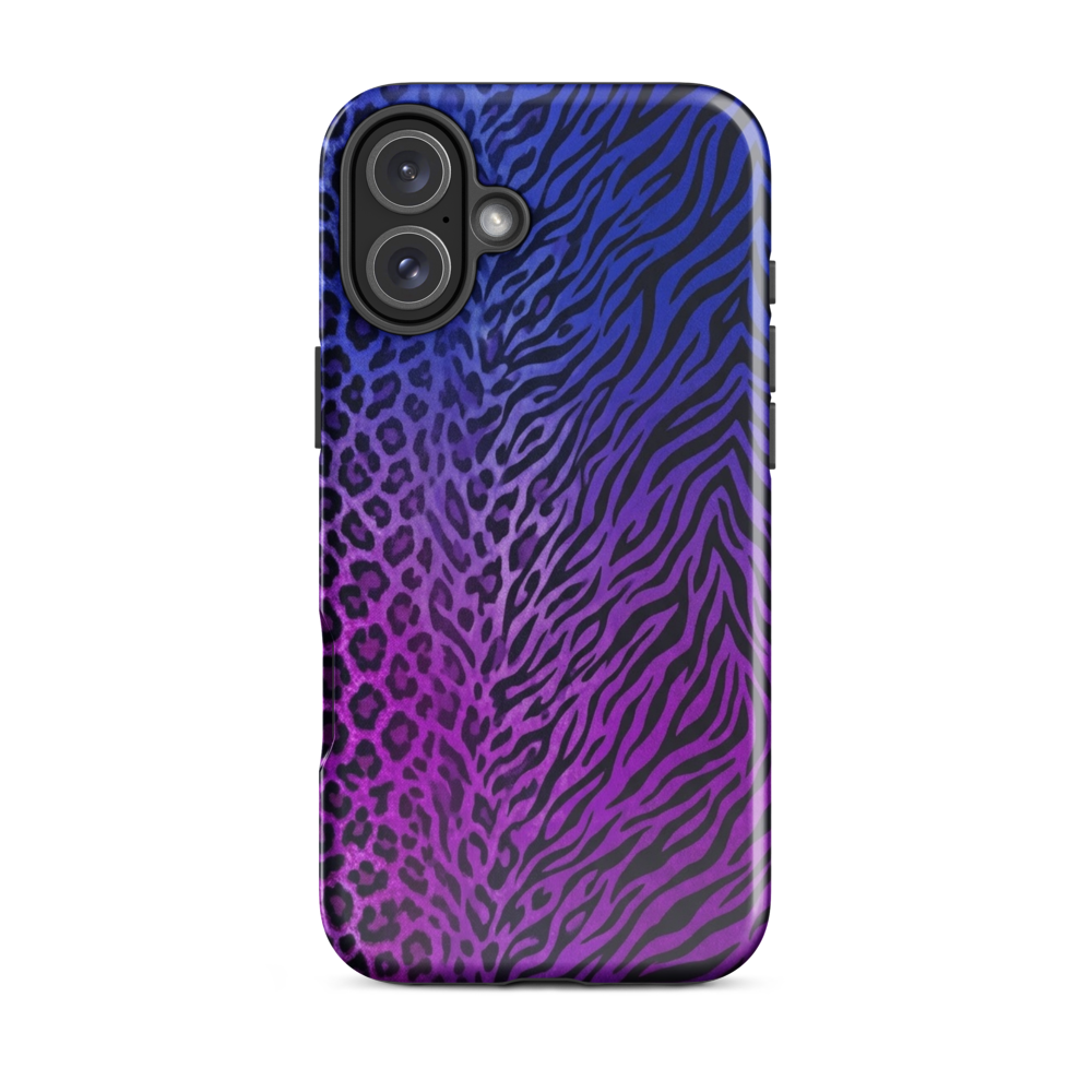 Purple to Blue Zebra & Leopard Print Tough Case for iPhone®