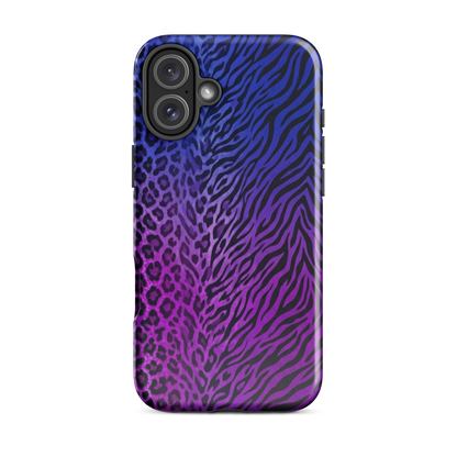 Purple to Blue Zebra & Leopard Print Tough Case for iPhone®