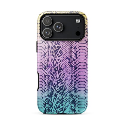 Faded Rainbow Snake Skin Zebra & Leopard Print Tough Case for iPhone®