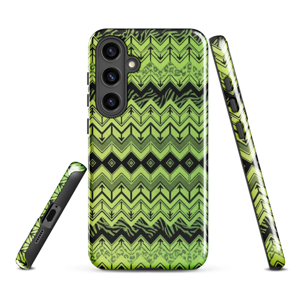 Lime Green Zebra & Leopard Print Chevron Tough Case for Samsung