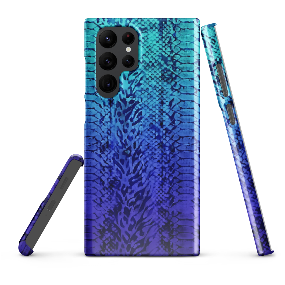 Vibrant Blue Snake & Leopard Print Snap Case for Samsung