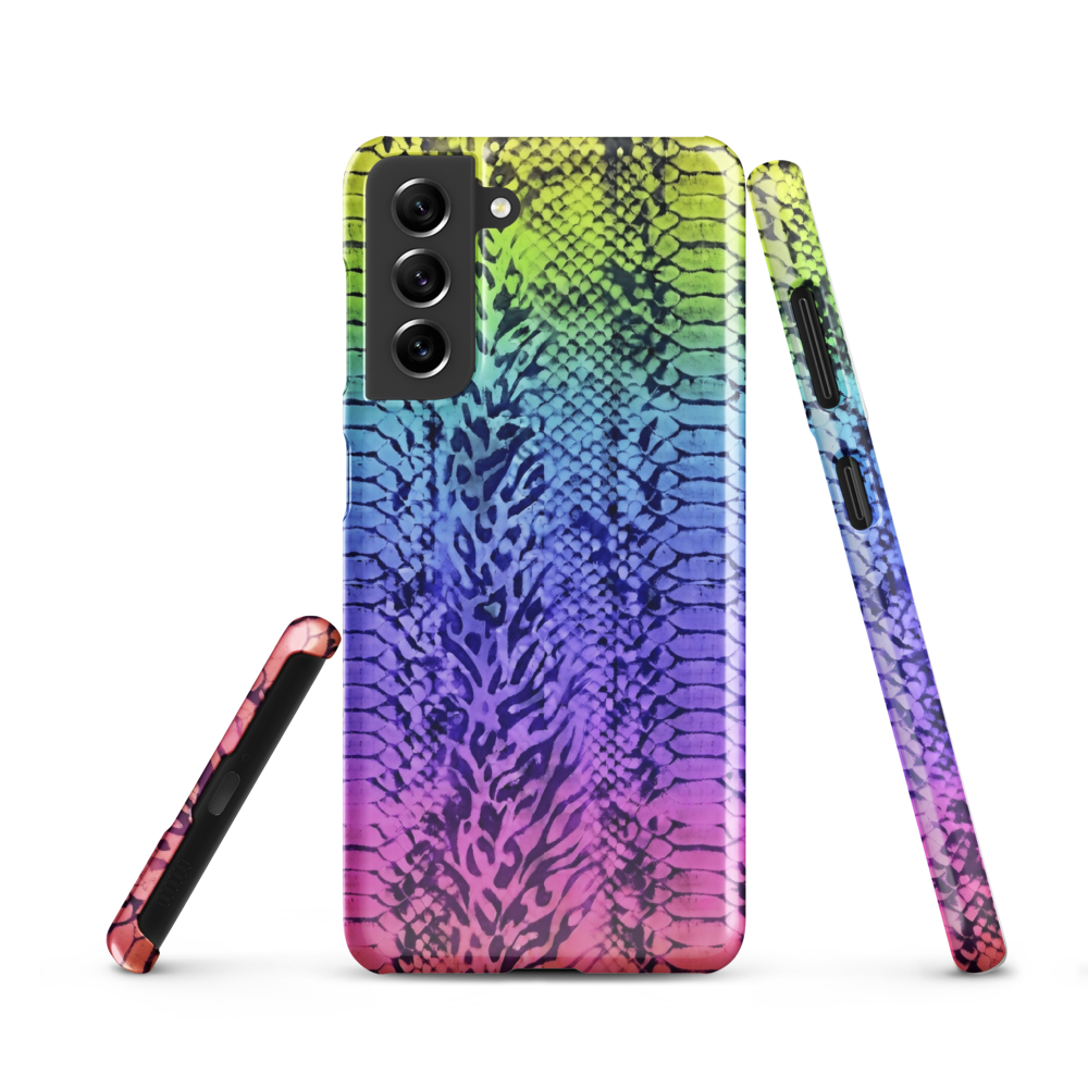 Vibrant Rainbow Snake Skin & Leopard Print Snap Case for Samsung