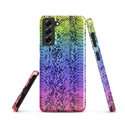 Vibrant Rainbow Snake Skin & Leopard Print Snap Case for Samsung