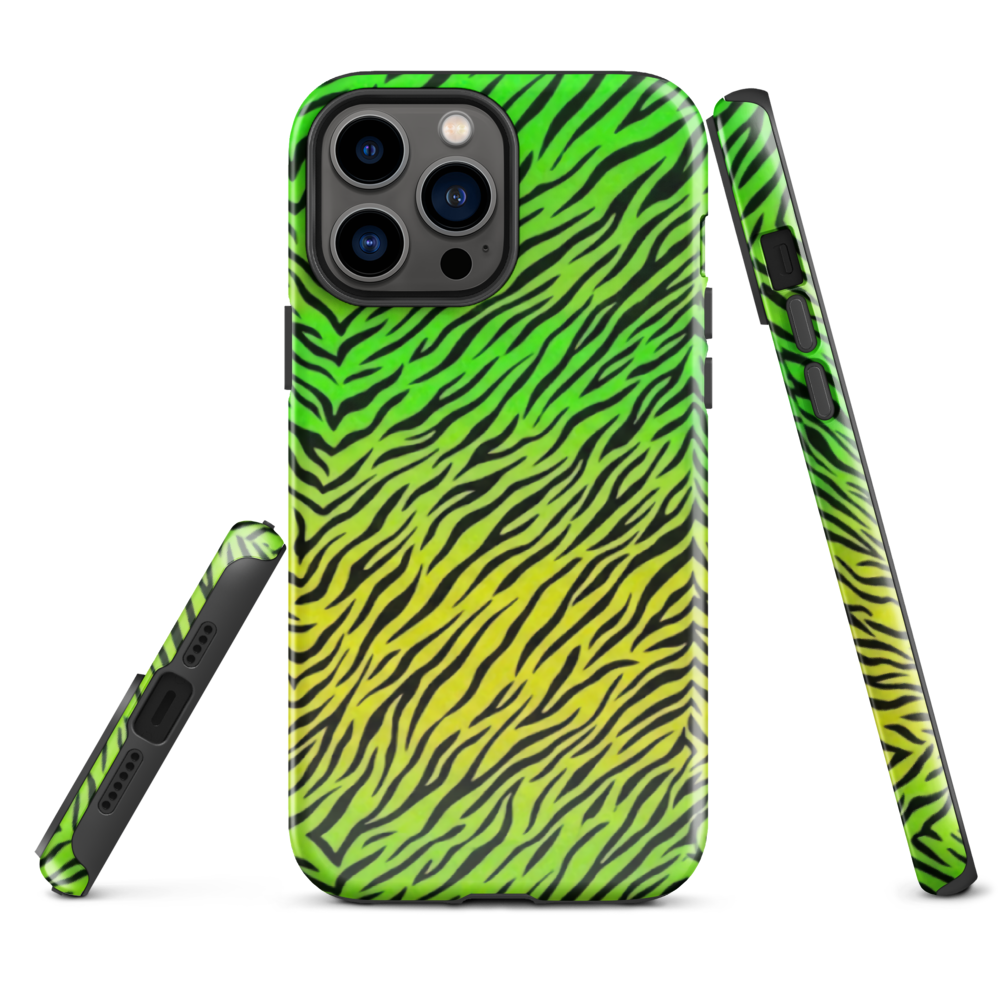 Green & Yellow  Zebra Print Tough Case for iPhone®