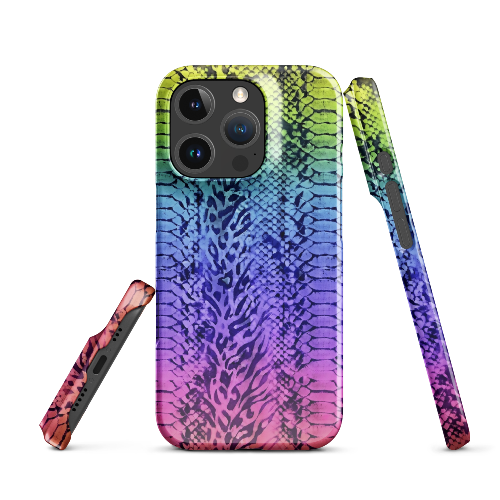 Neon Rainbow Snake Skin & Leopard Print Snap Case for iPhone