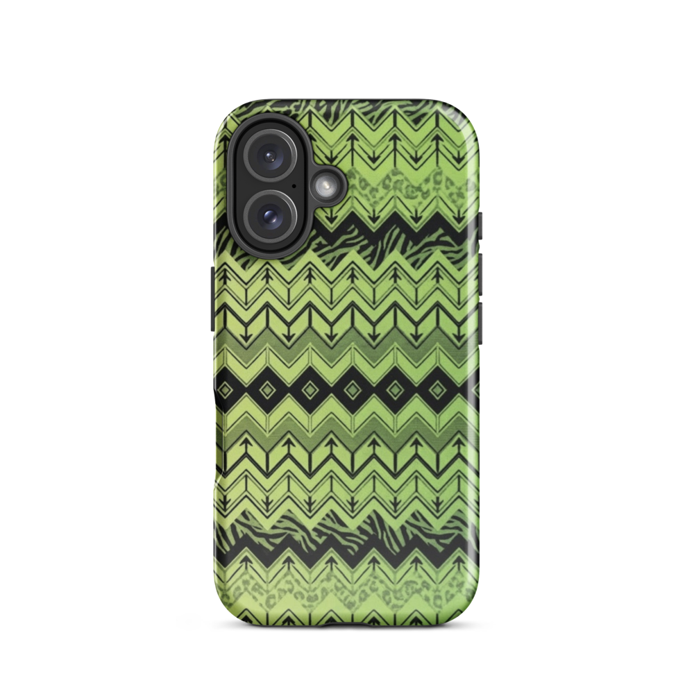 Lime Green Chevron Zebra & Leopard Print Tough Case for iPhone®