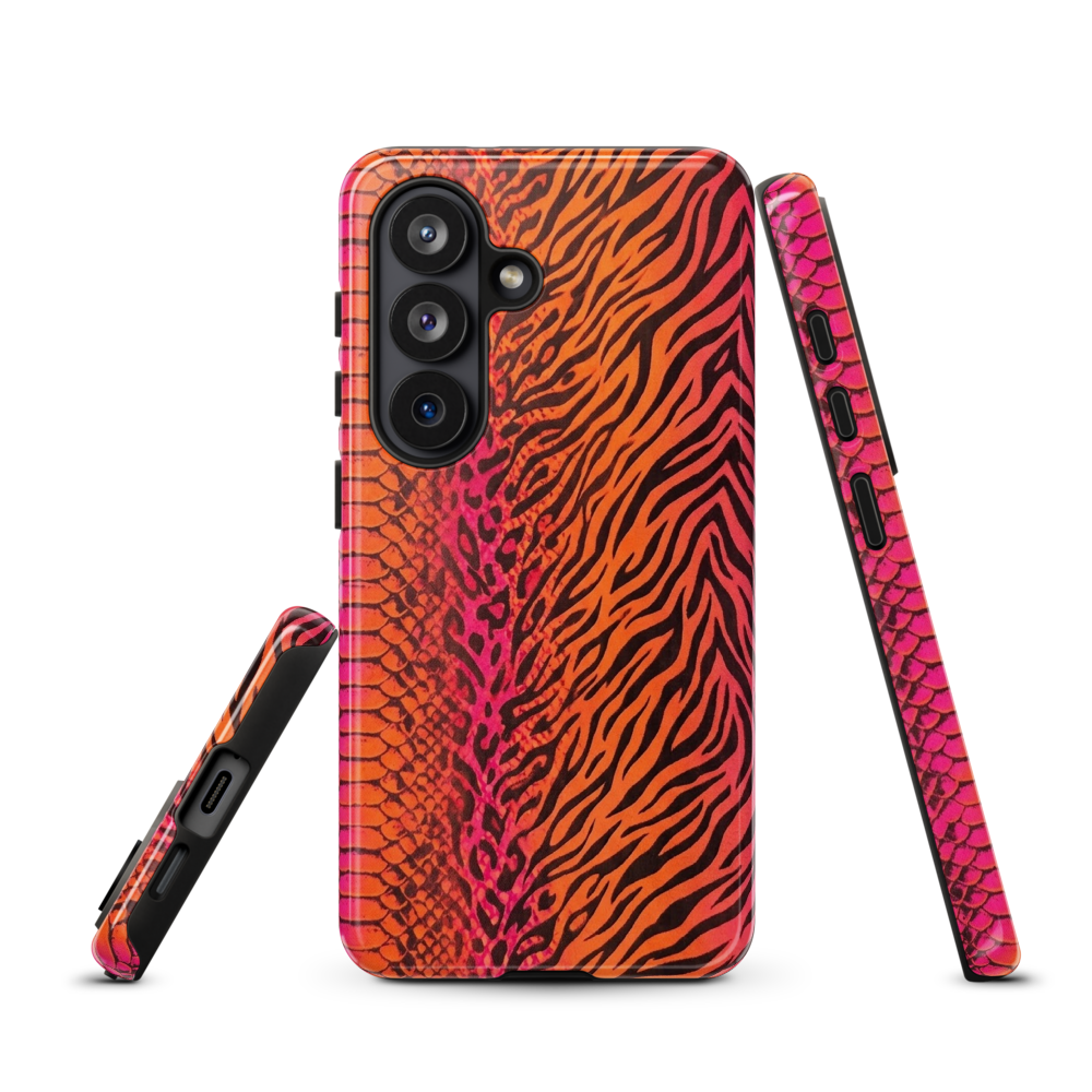 Sunset Orange & Pink Snake Skin Leopard & Zebra Print Tough Case for Samsung