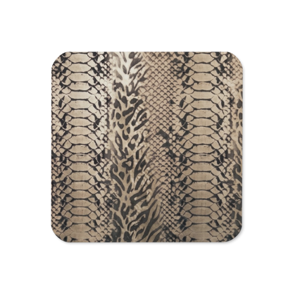 Neutral Snake Skin & Leopard Print Cork-Back Coaster