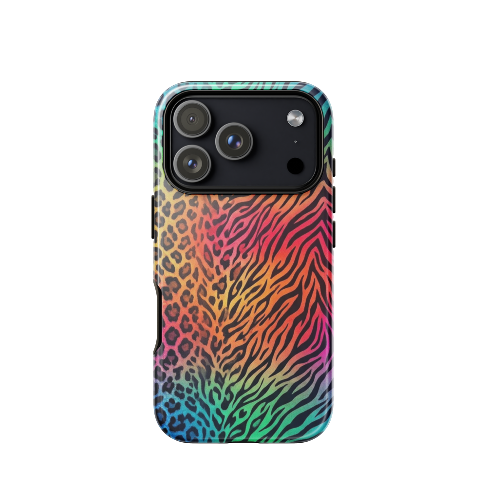 Vibrant Rainbow Zebra & Leopard Print Tough Case for iPhone®