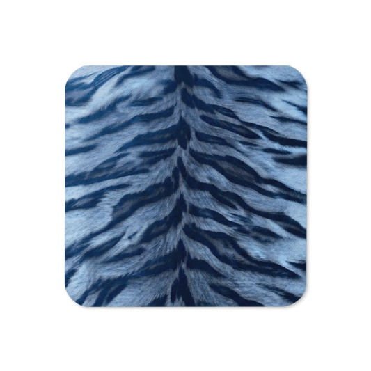Blue Tiger Print Cork-Back Coaster