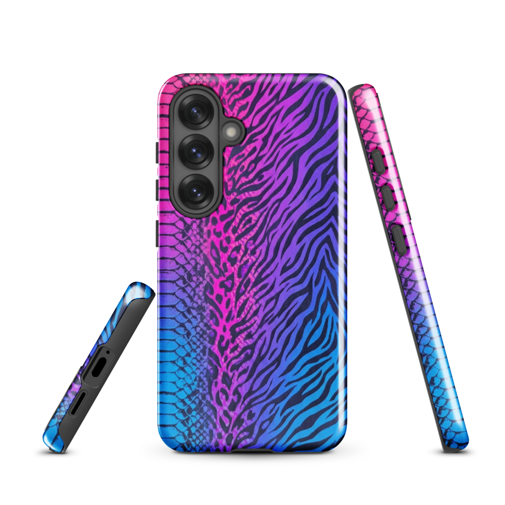 Hot Pink & Blue Snake Skin Zebra & Leopard Print Tough Case for Samsung